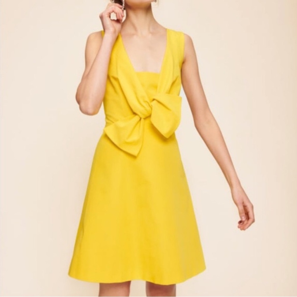 Tara Jarmon Vibrant Yellow Dress with Elegant Bow size 36 (size 2/4)